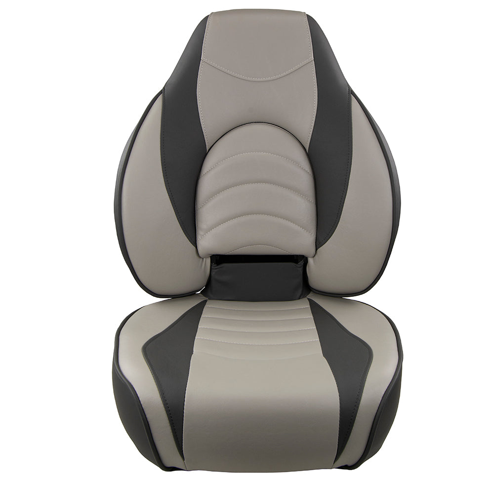 Springfield Fish Pro High Back Folding Seat Charcoal and Grey – Comfortable Marine Seating with Lumbar Support