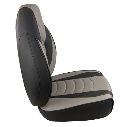 Springfield Fish Pro High Back Folding Seat Charcoal and Grey – Comfortable Marine Seating with Lumbar Support