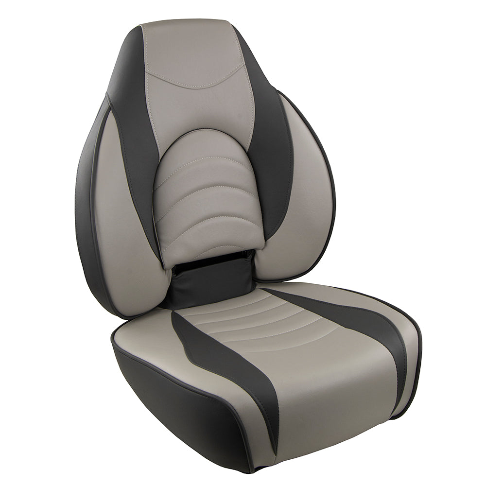 Springfield Fish Pro High Back Folding Seat Charcoal and Grey – Comfortable Marine Seating with Lumbar Support