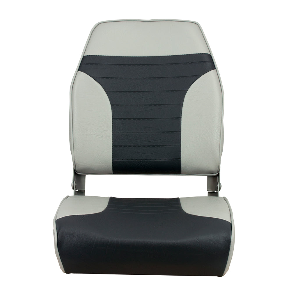 Springfield Marine High Back Multi-Color Folding Seat - Grey/Charcoal