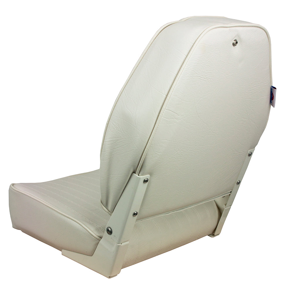 Springfield Marine High Back Folding Seat - White with Cushioned Support and Durable Frame