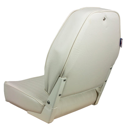 Springfield Marine High Back Folding Seat - White with Cushioned Support and Durable Frame