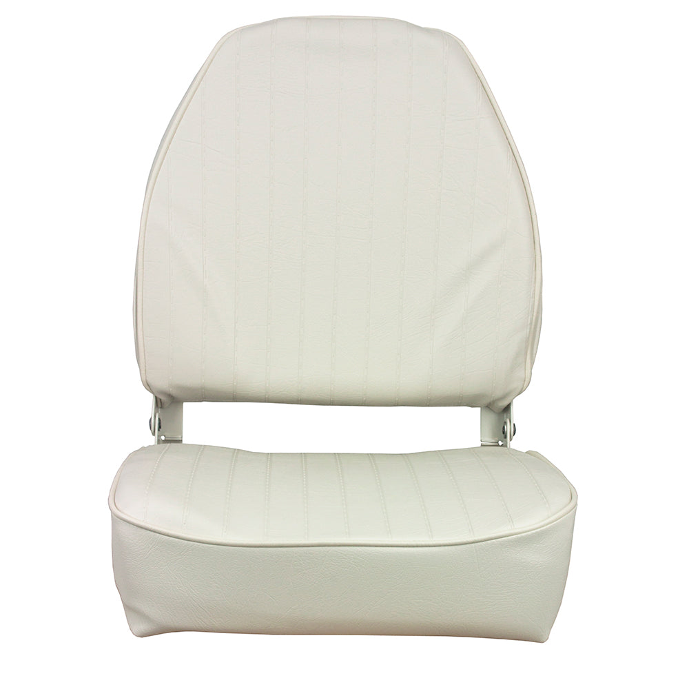 Springfield Marine High Back Folding Seat - White with Cushioned Support and Durable Frame