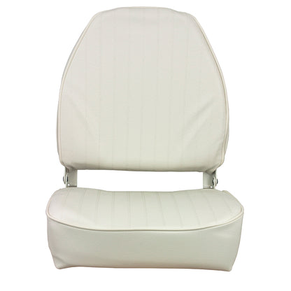 Springfield Marine High Back Folding Seat - White with Cushioned Support and Durable Frame