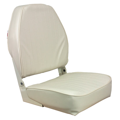 Springfield Marine High Back Folding Seat - White with Cushioned Support and Durable Frame