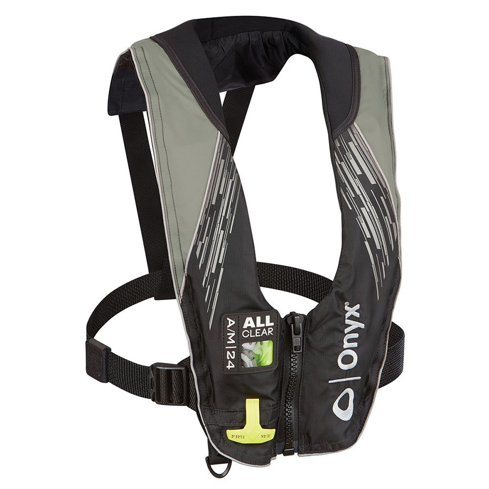 Onyx Outdoor A/M-24 Series All Clear Automatic/Manual Inflatable Life Jacket - Grey for Adults
