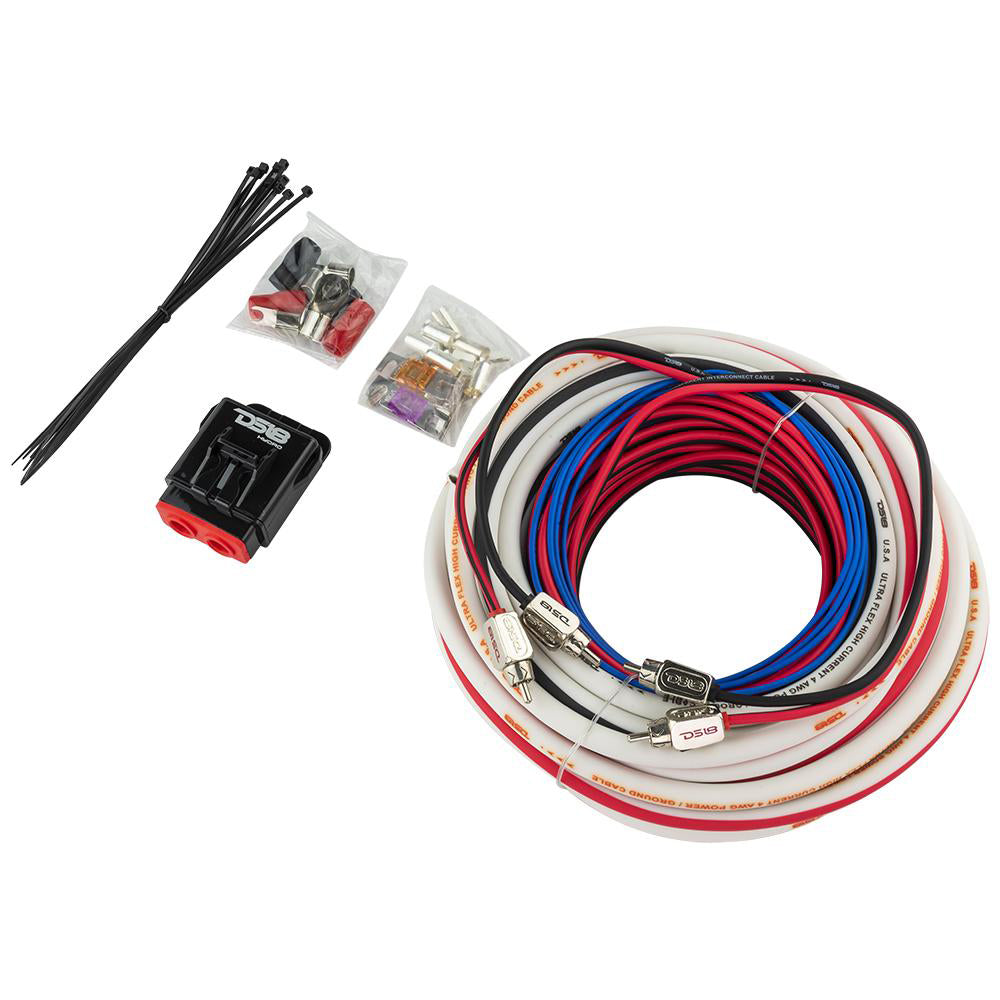 DS18 Hydro Power Amplifier Install Kit - 4 Gauge Wiring Kit for Up to 1800 Watts