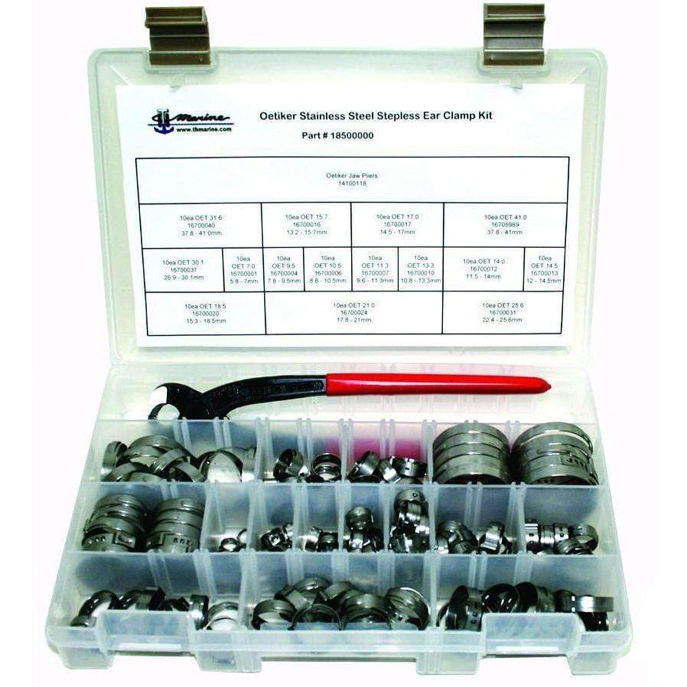 T-H Marine Supplies Oetiker Stepless Clamp Kit with Pliers - 150 Piece Marine Hose Clamp Set