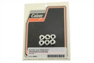 Colony Slotted 1/4 inch - 24 Thread Engine Case Nut for Motorcycle Maintenance by Colony