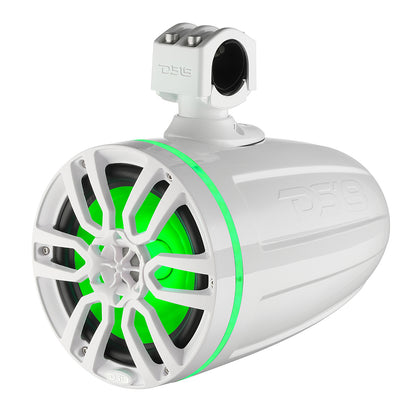 DS18 X Series Hydro 6.5-Inch Wakeboard Pod Tower Speaker with RGB LED Light – 300W, White