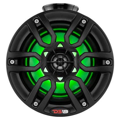 DS18 Hydro 8-inch Compact Wakeboard Pod Tower with RGB LED Light - 375W Power - Black