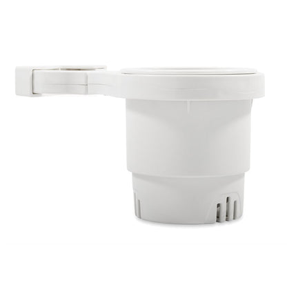 Camco Clamp-On Rail Mounted Cup Holder - Large for 1.5 to 2 Inch Rails, White