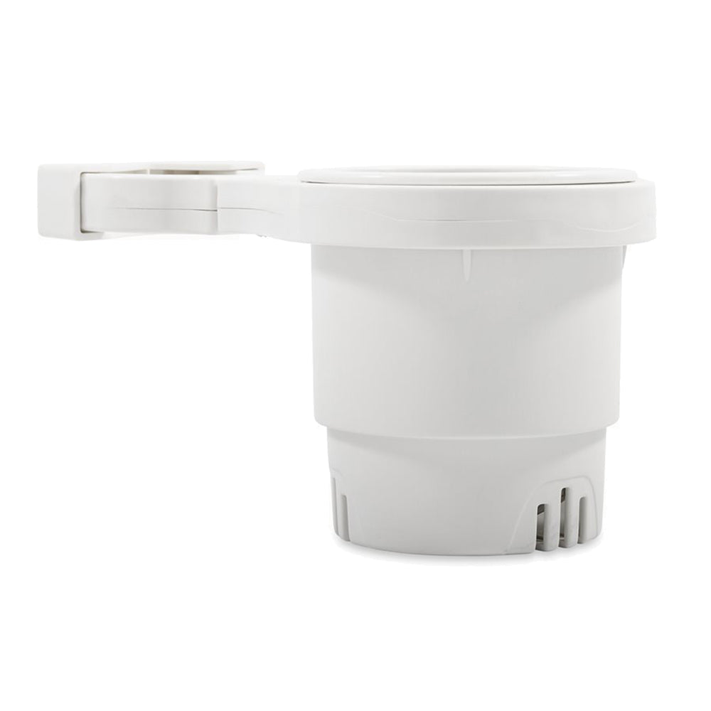 Camco Clamp-On Rail Mounted Cup Holder - Small for 3/4 to 1-1/4 Inch Rails - White