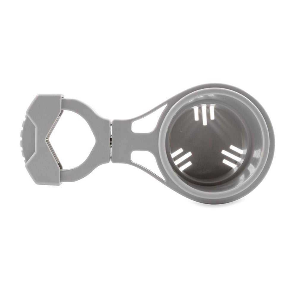 Camco Clamp-On Rail Mounted Cup Holder - Small for 1-1/4-Inch Rails, Grey