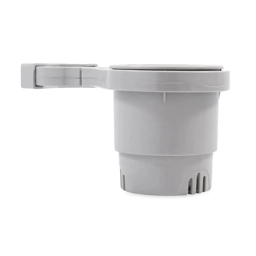 Camco Clamp-On Rail Mounted Cup Holder - Small for 1-1/4-Inch Rails, Grey by Camco