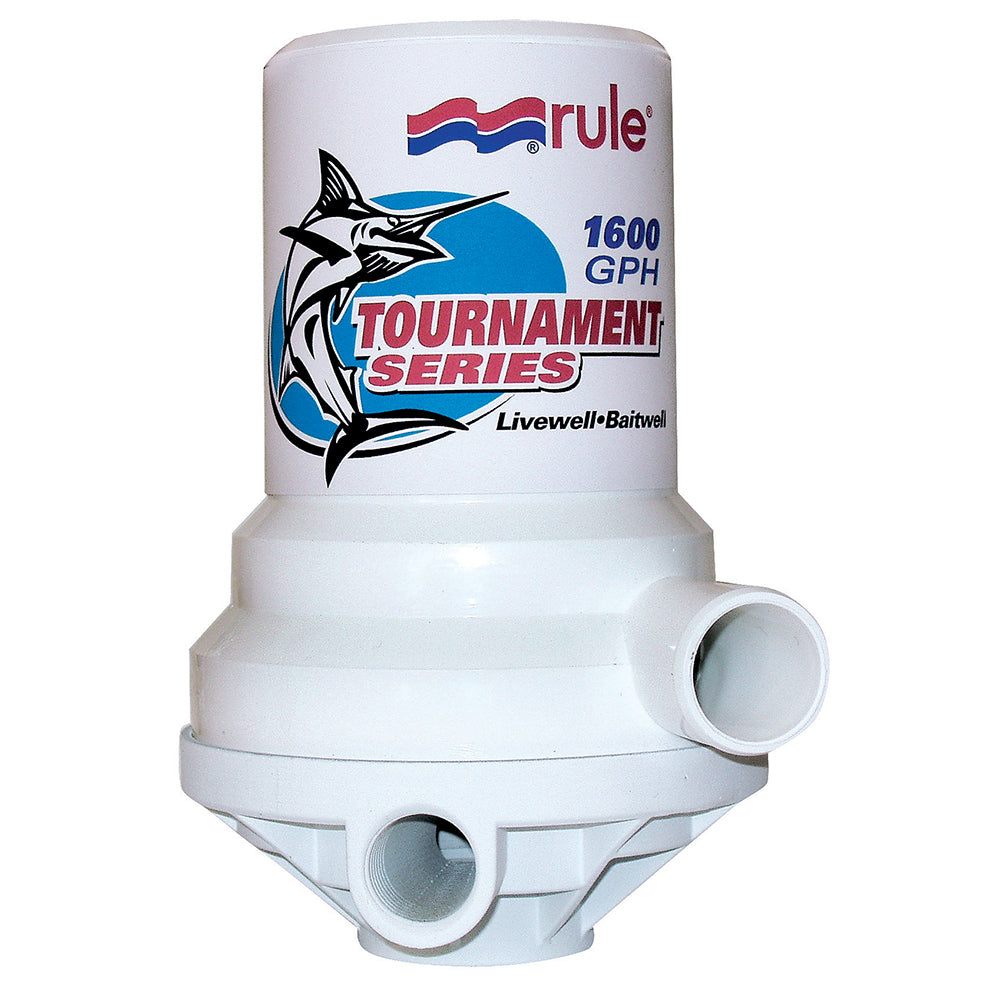 Rule Tournament Series 1600 GPH Livewell Pump Dual Port - Marine Livewell Pump with Washdown Connection