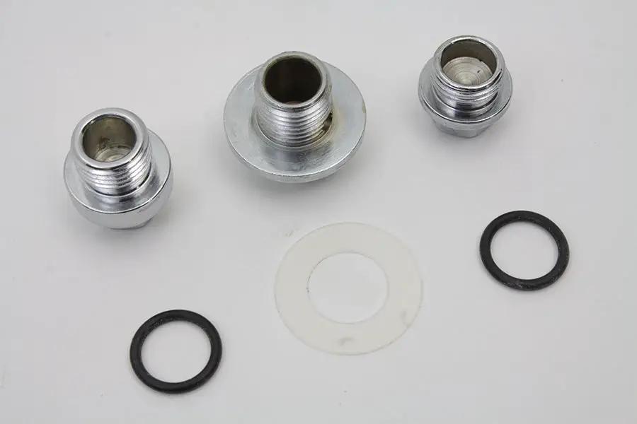 Colony Oil Pump Screen Relief Plug Set Chrome for Harley Davidson FL Models by Colony