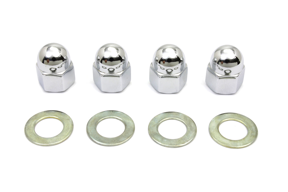 Colony Rocker Arm Shaft Chrome Acorn Nut and Washer Kit for Harley Davidson FL 1966-1975