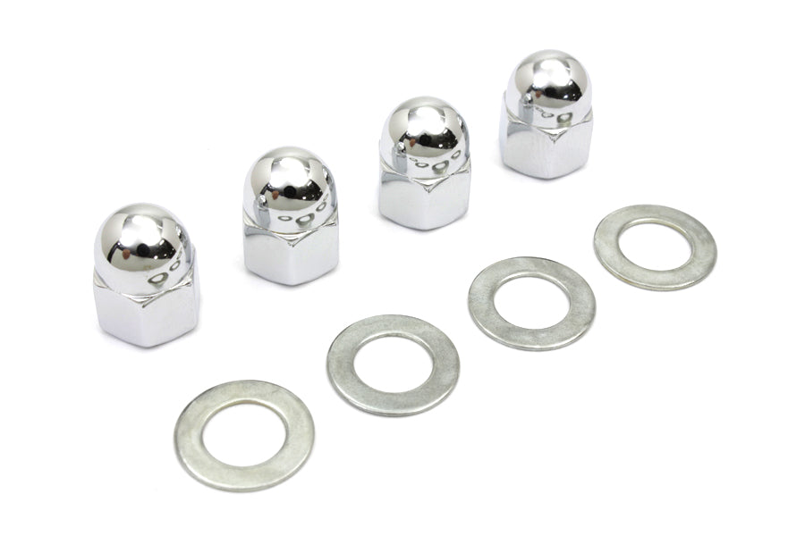 Colony Rocker Arm Shaft Chrome Acorn Nut and Washer Kit for Harley Davidson FL 1966-1975