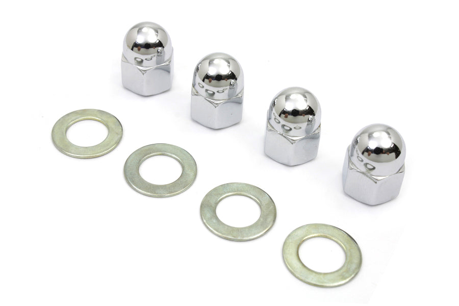 Colony Rocker Arm Shaft Chrome Acorn Nut and Washer Kit for Harley Davidson FL 1966-1975