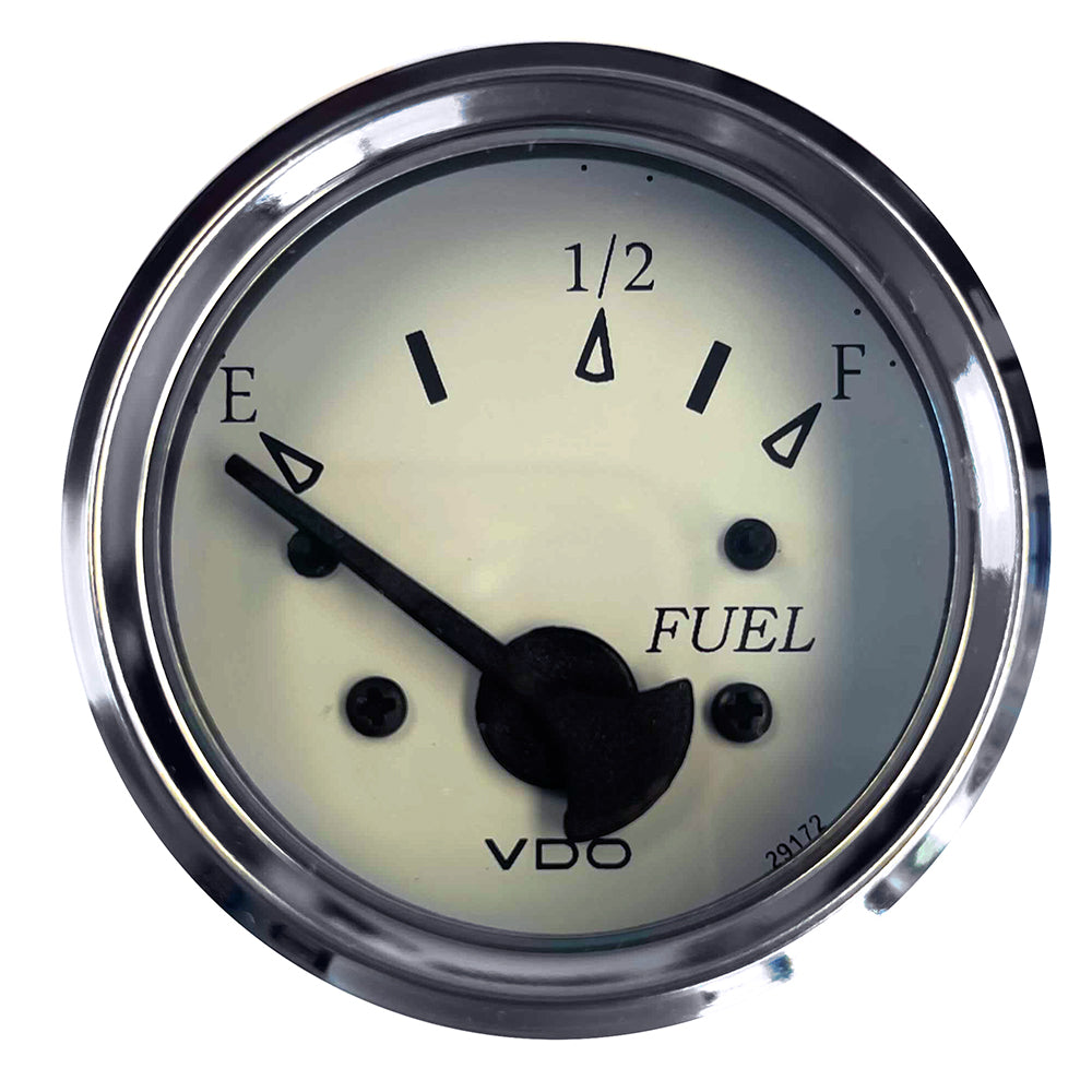 VDO Cockpit Marine 2-1/16-Inch Fuel Level Gauge, White Dial with Chrome Bezel - 301-15278