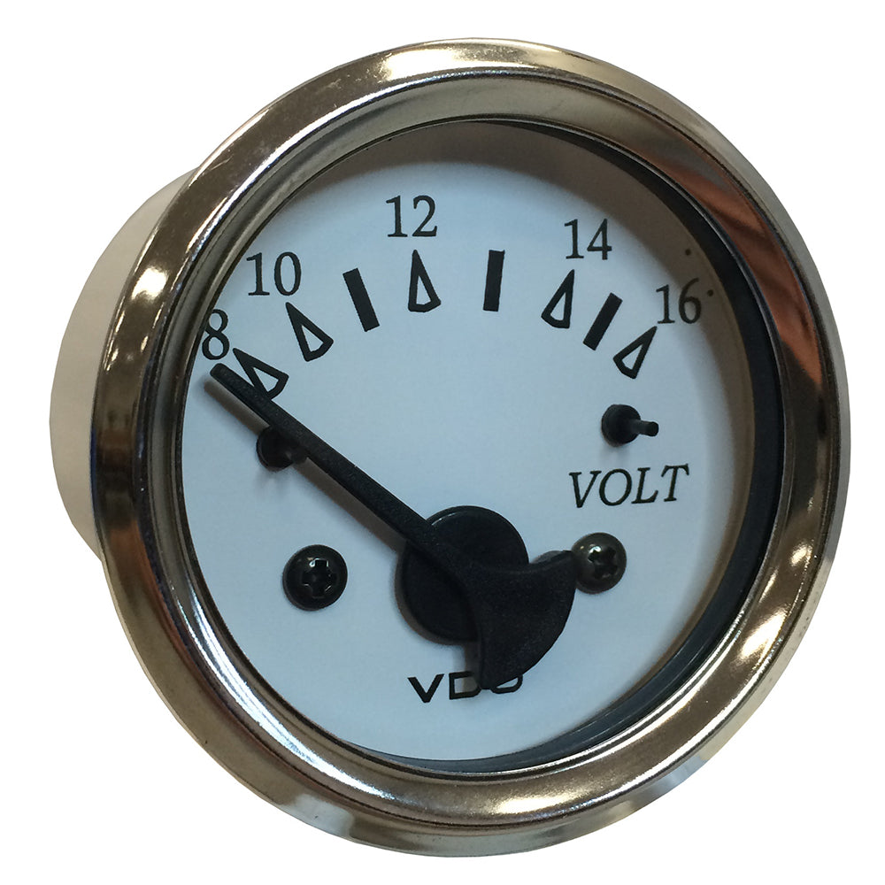 VDO Cockpit Marine 52MM (2-1/16 inch) Voltmeter with White Dial and Chrome Bezel