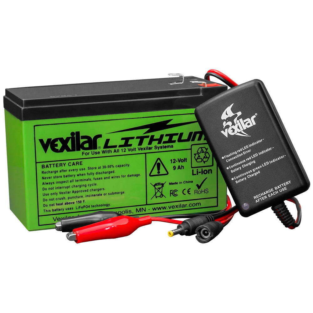 Vexilar V-120L 12V Lithium Ion Battery and Charger for Flasher/Pack