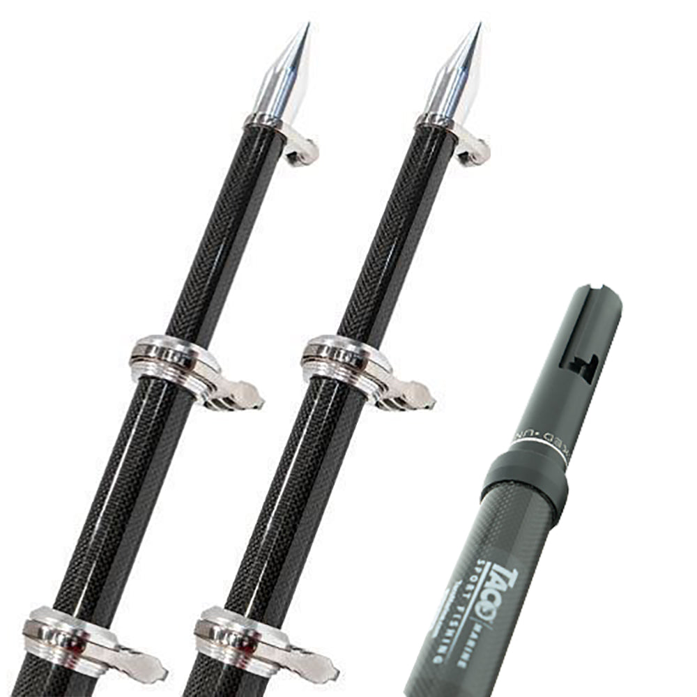 TACO Marine 20' Carbon Fiber Twist and Lock Outrigger Poles for GS-450, GS-500, and GS-1000 Bases - Black