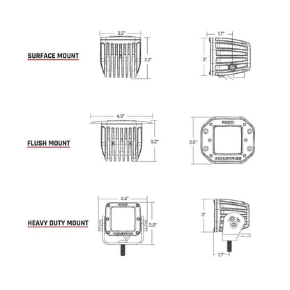 RIGID Industries D-Series Pro Dually Spot Surface Mount Pair - Midnight Edition
