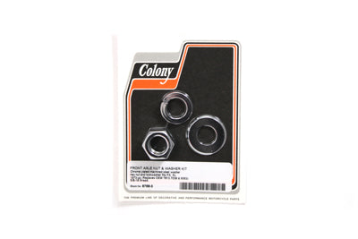 Colony Chrome Front Axle Nut and Washer Kit for Harley Davidson XL Models (1973-1982)