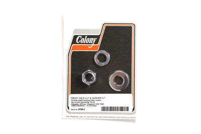Colony Chrome Front Axle Nut and Washer Kit for Harley Davidson FL Models (1973-1982)
