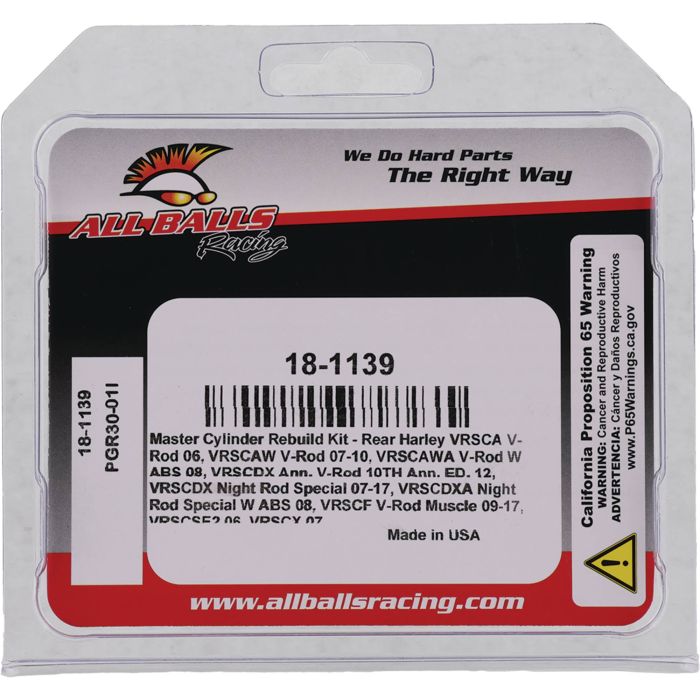 All Balls Racing Master Cylinder Rebuild Kit - Part 18-1139