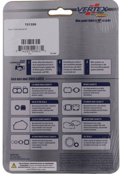 VERTEX Water Pump Rebuild Kit Part 721326 for Efficient Pump Restoration