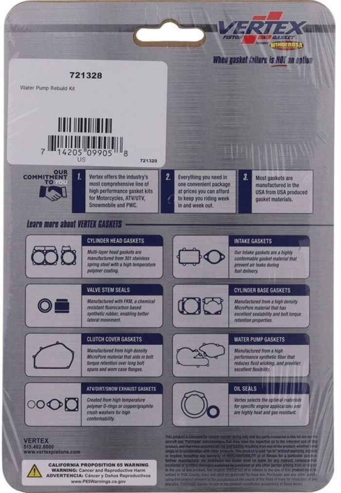 Vertex Water Pump Rebuild Kit (Part Number 721328)