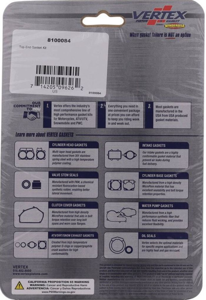 Vertex 8100084 Top End Gasket Kit for Efficient Engine Maintenance