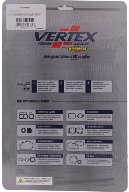 Vertex Top End Gasket Kit (Part No. 8100085) for Engine Rebuilds