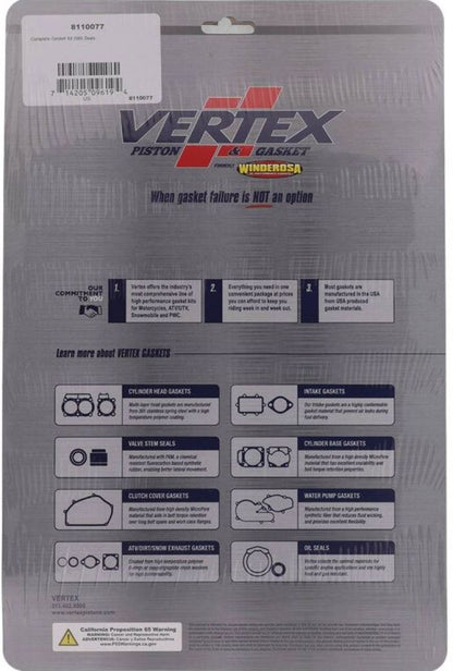 Vertex 8110077 Complete Gasket Kit with Seals for Automotive Engines