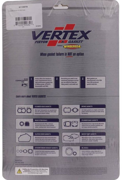 Vertex 8110078 Complete Gasket Kit with Seals for Engine Maintenance
