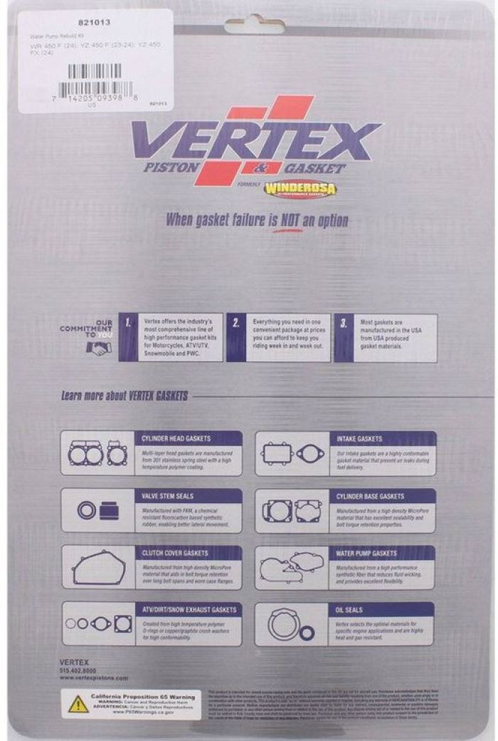 Vertex Water Pump Rebuild Kit 821013 for Efficient Engine Cooling