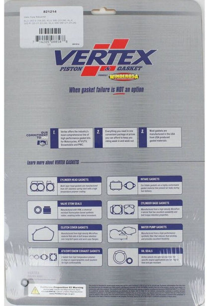 Vertex Water Pump Rebuild Kit - Part Number 821214