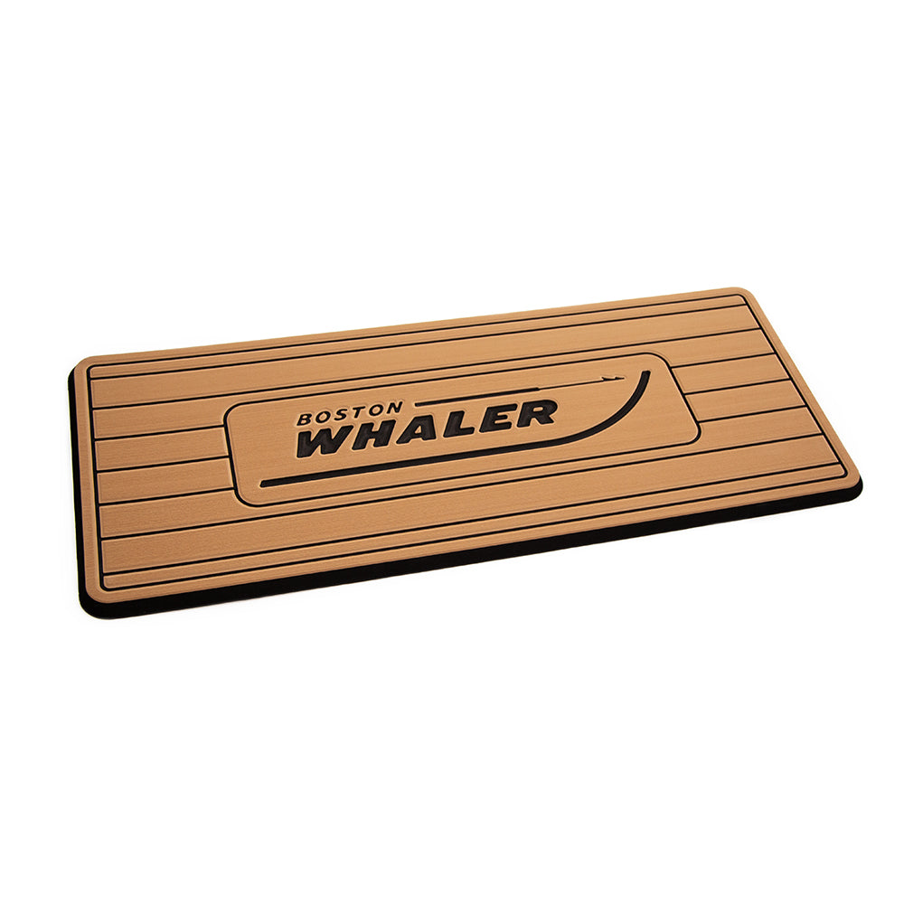 SeaDek Boston Whaler Helm Pad - Mocha and Black Brushed Faux Teak with Routed Lines