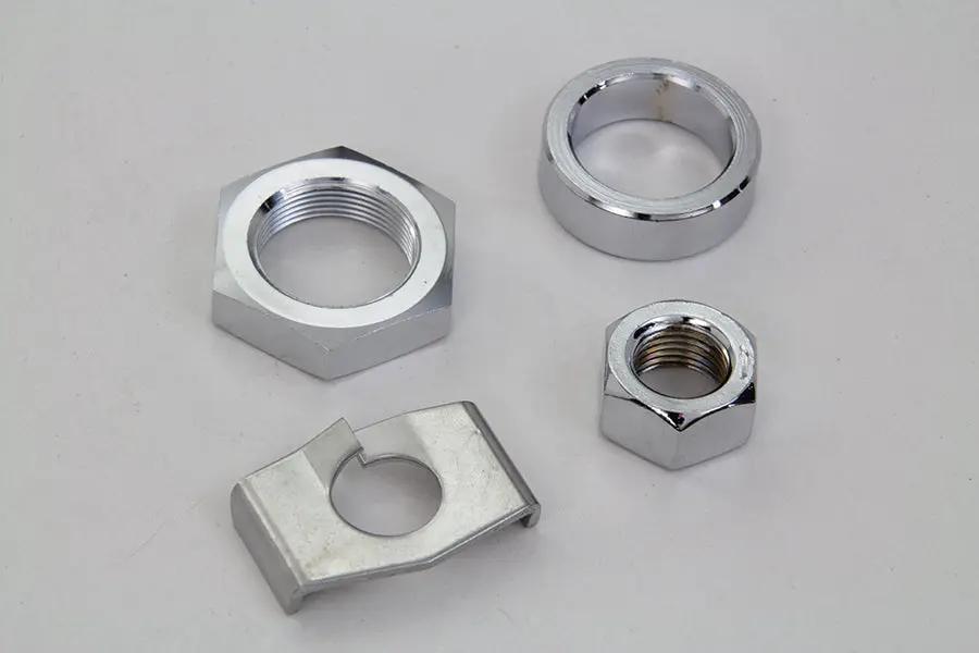 V-Twin Chrome Rear Axle Nut and Lock Kit for Harley Davidson WL 1930-1939 by V-Twin