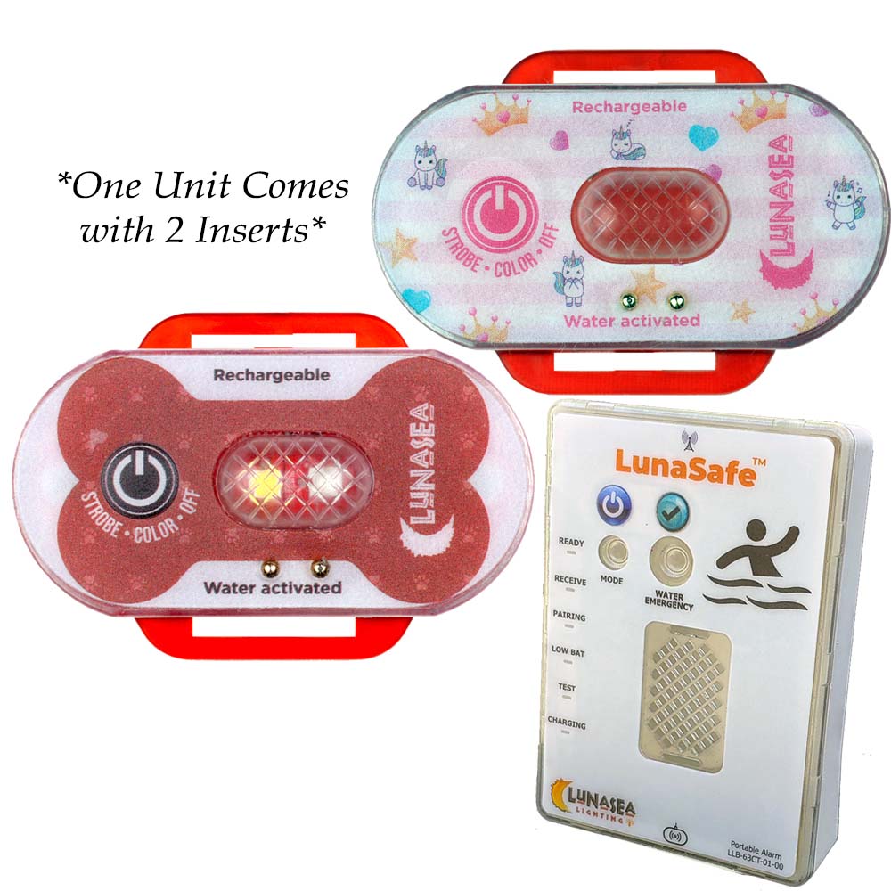 Lunasea Lighting Child and Pet Safety Water Activated Strobe Light with RF Transmitter and Portable Receiver - Red Case