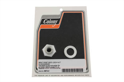 Colony Cadmium Seat Post Rod Lock Nut and Lock Washer for Harley Davidson EL & FL Models