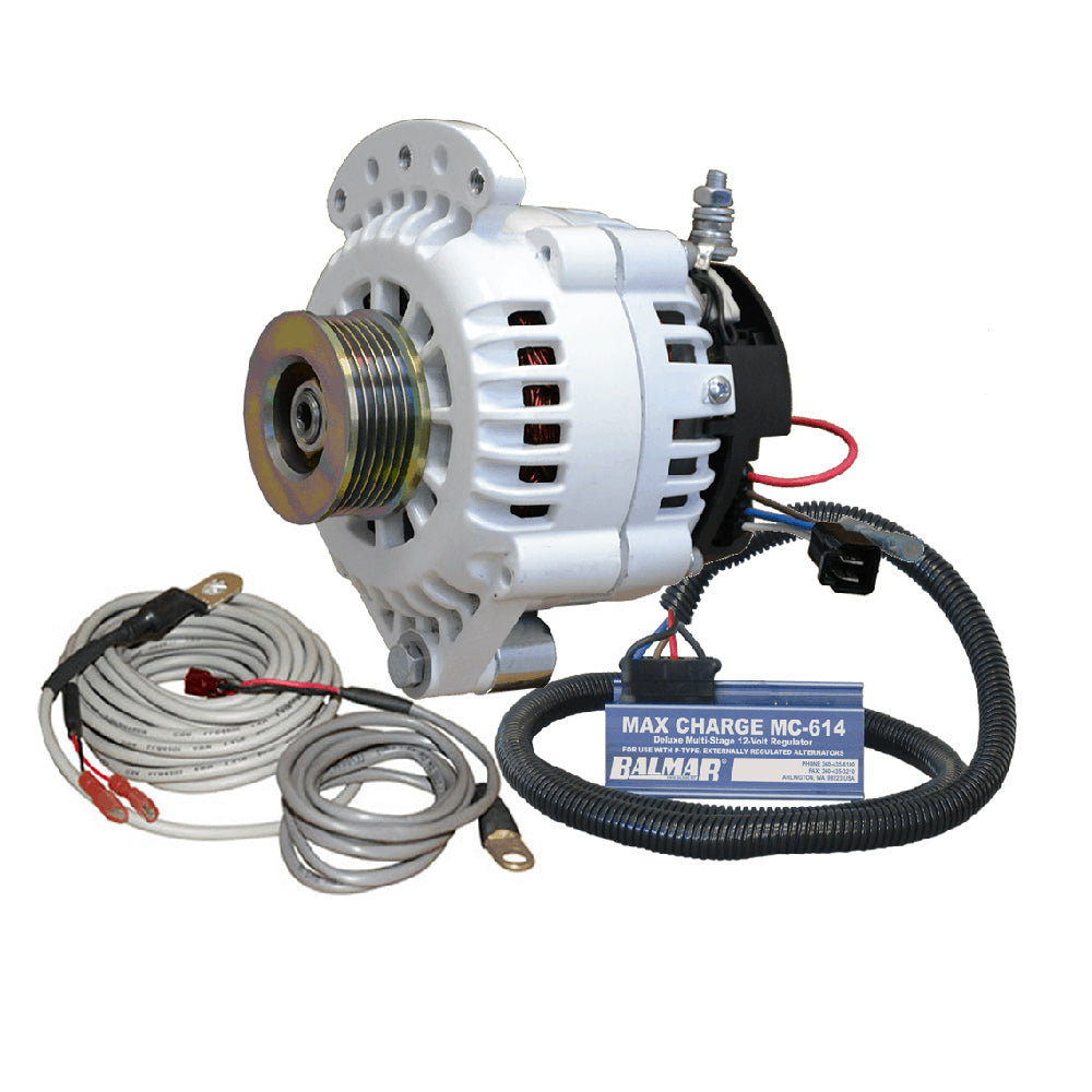 Balmar 621 Series 120A Alternator Kit with MC-618 Regulator, T-Sensor, K6 Pulley, and Mounting Hardware