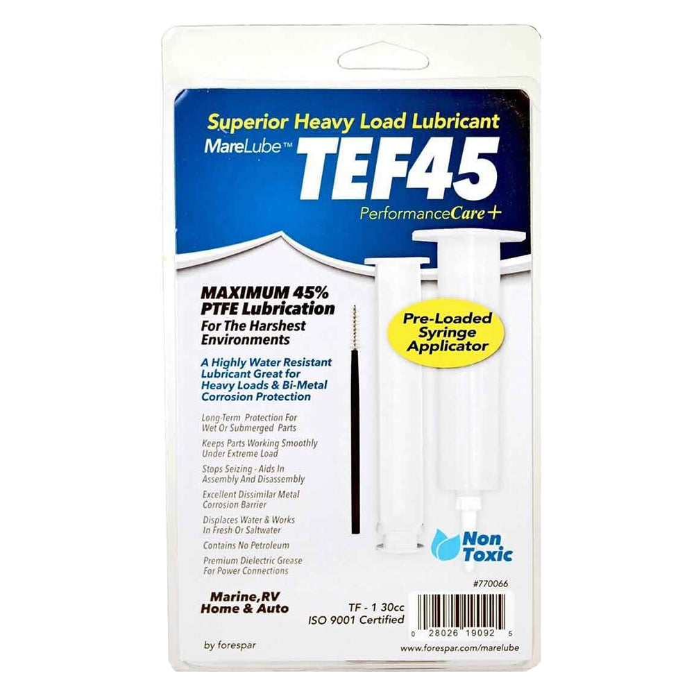 Forespar Marelube TEF45 30cc Synthetic Lubricant Syringe with 45% PTFE for Heavy Loads and Anti-Corrosion