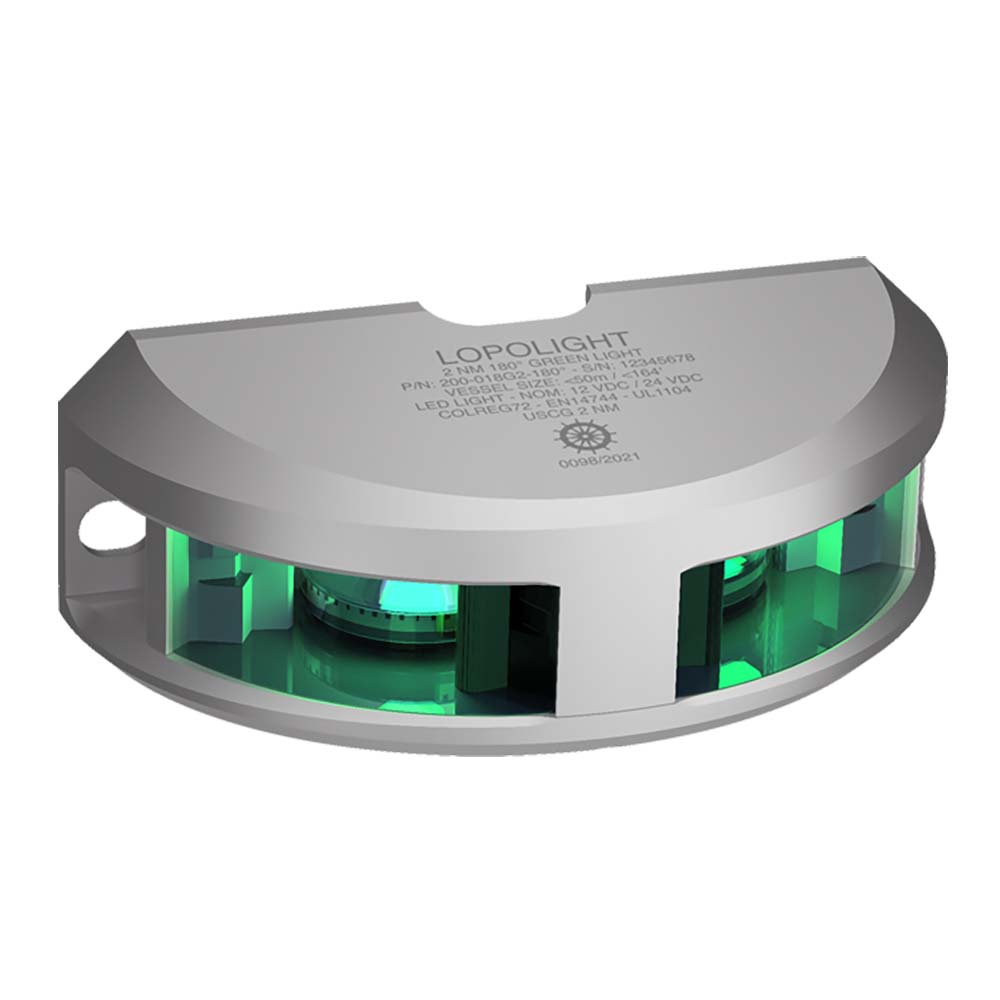 Lopolight Series 200-018 Navigation Light - 2NM Green Vertical Mount with Silver Housing