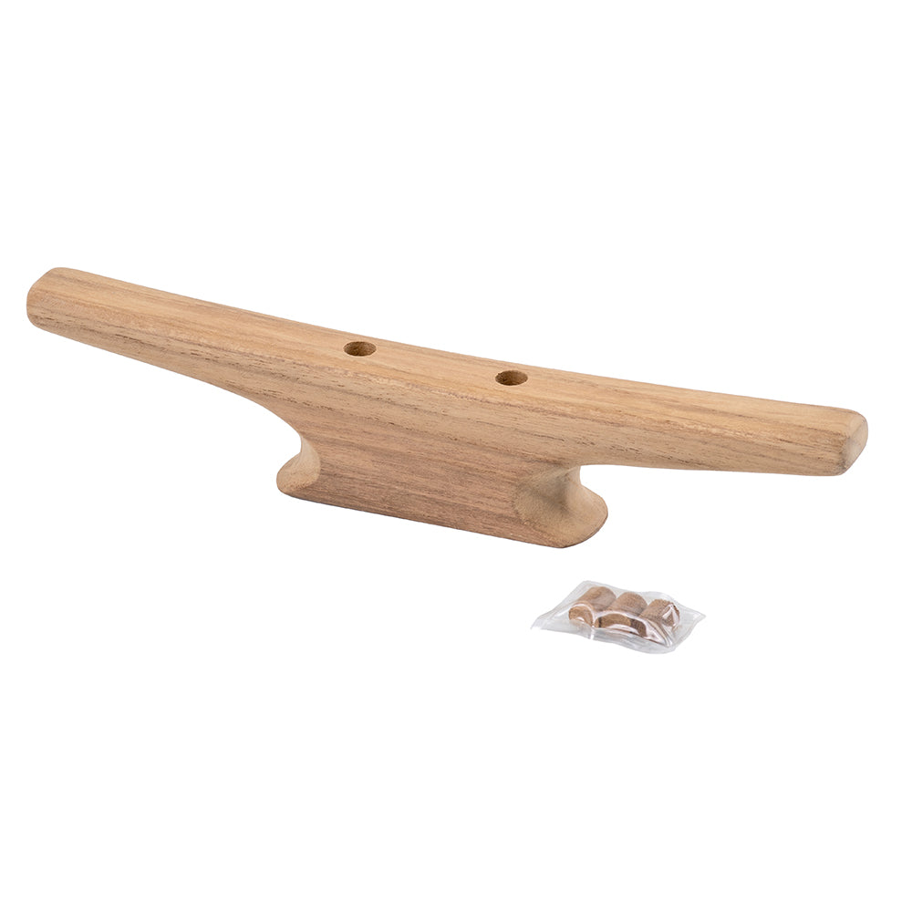 Whitecap 10-Inch Teak Cleat - Durable Marine-Grade Hardware for Boat, RV, and Home Use