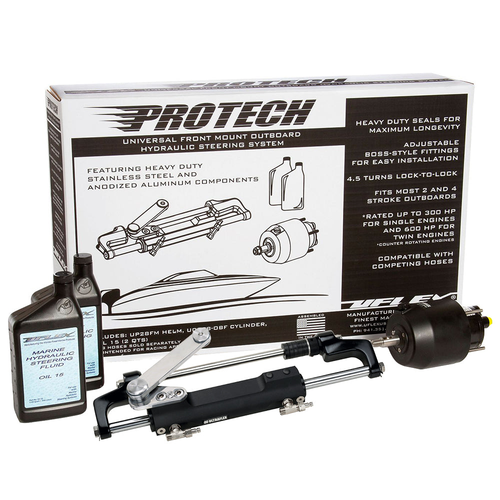 Uflex USA PROTECH 2.1 Front Mount Outboard Hydraulic Steering System - Includes UP28 FM Helm and UC128-TS/2 Cylinder