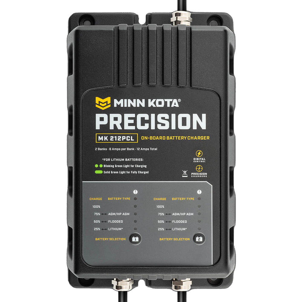 Minn Kota On-Board Precision Charger MK-212 PCL 2 Bank 6 Amp Lithium-Optimized Charger